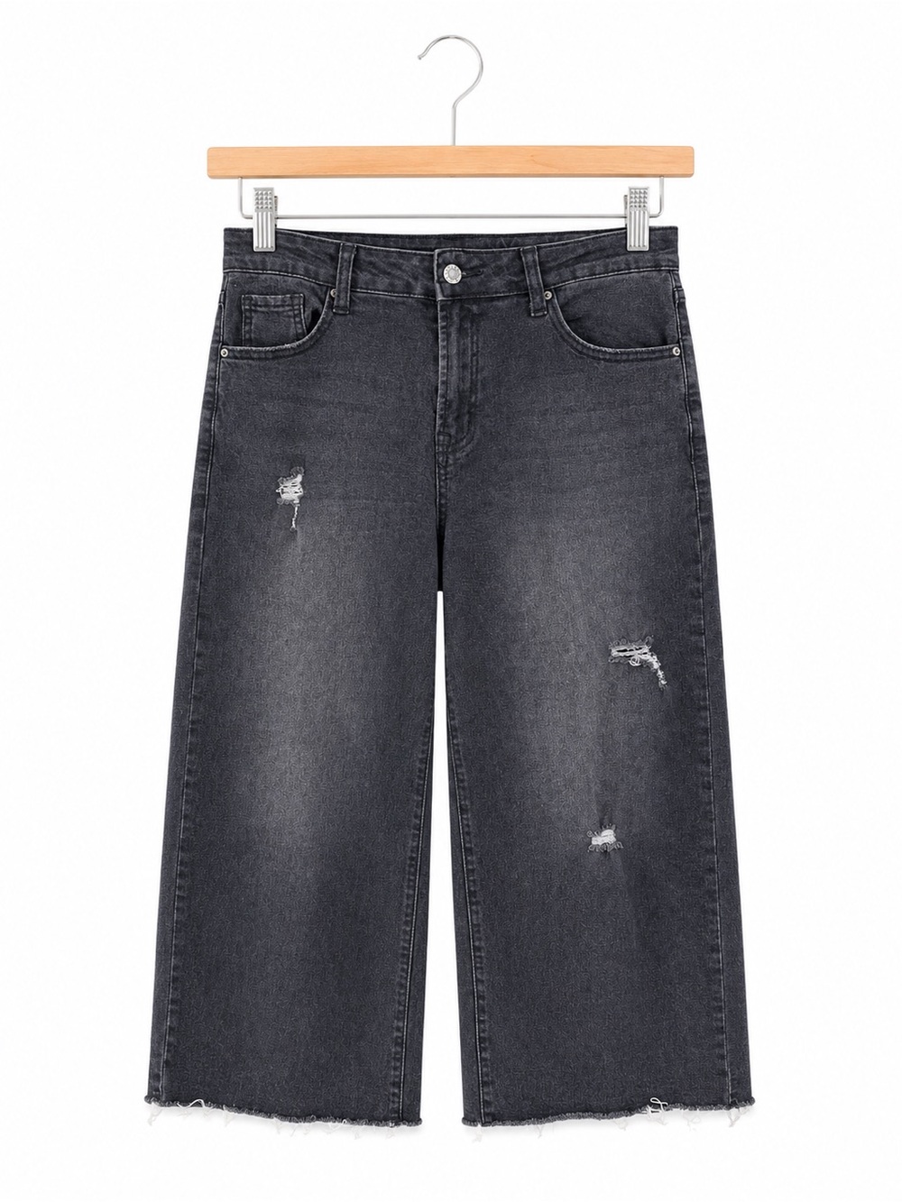 Dokotoo Black Distressed Wide Leg Crop Jeans Raw Hem High Rise‎ Size 10
